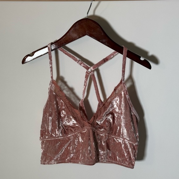 aerie Other - Aerie Pink Velvet Lacey Bralette